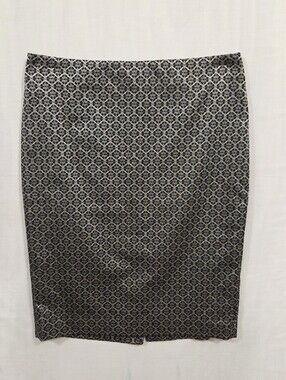 Ann Taylor Black and Gold Short Pencil Skirt Size 8